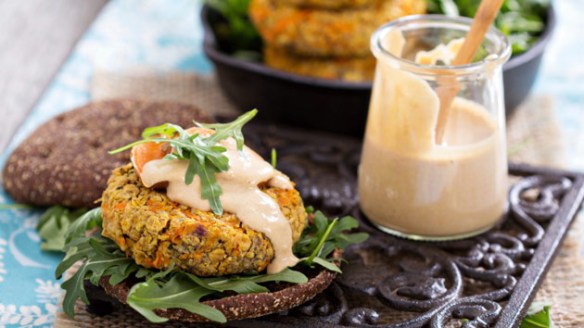 Treating yourself to vegan burgers with sweet potato and chickpeas isn't just a delicious indulgence; it could help save the planet. VeselovaElena/Thinkstock