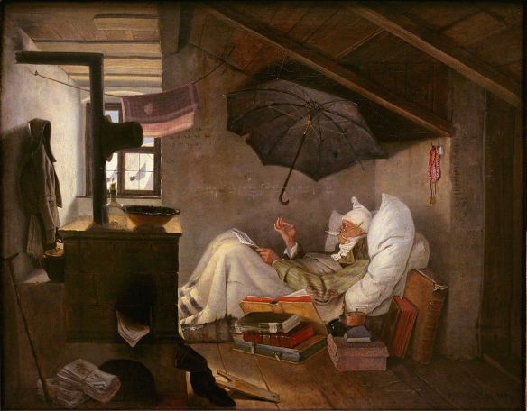 Painting : German Romanticism : %22The Poor Poet (Der arme Poet)%22 : Carl Spitzweg : 1839